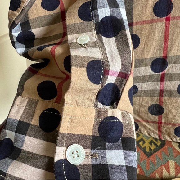 NWOT! Burberry Polka Dot Nova Plaid Button Down Shirt S/P  $850 - Picture 9 of 14